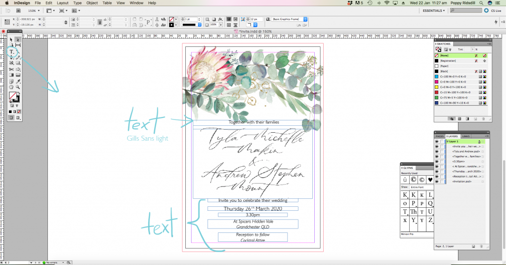 adding text to you InDesign file