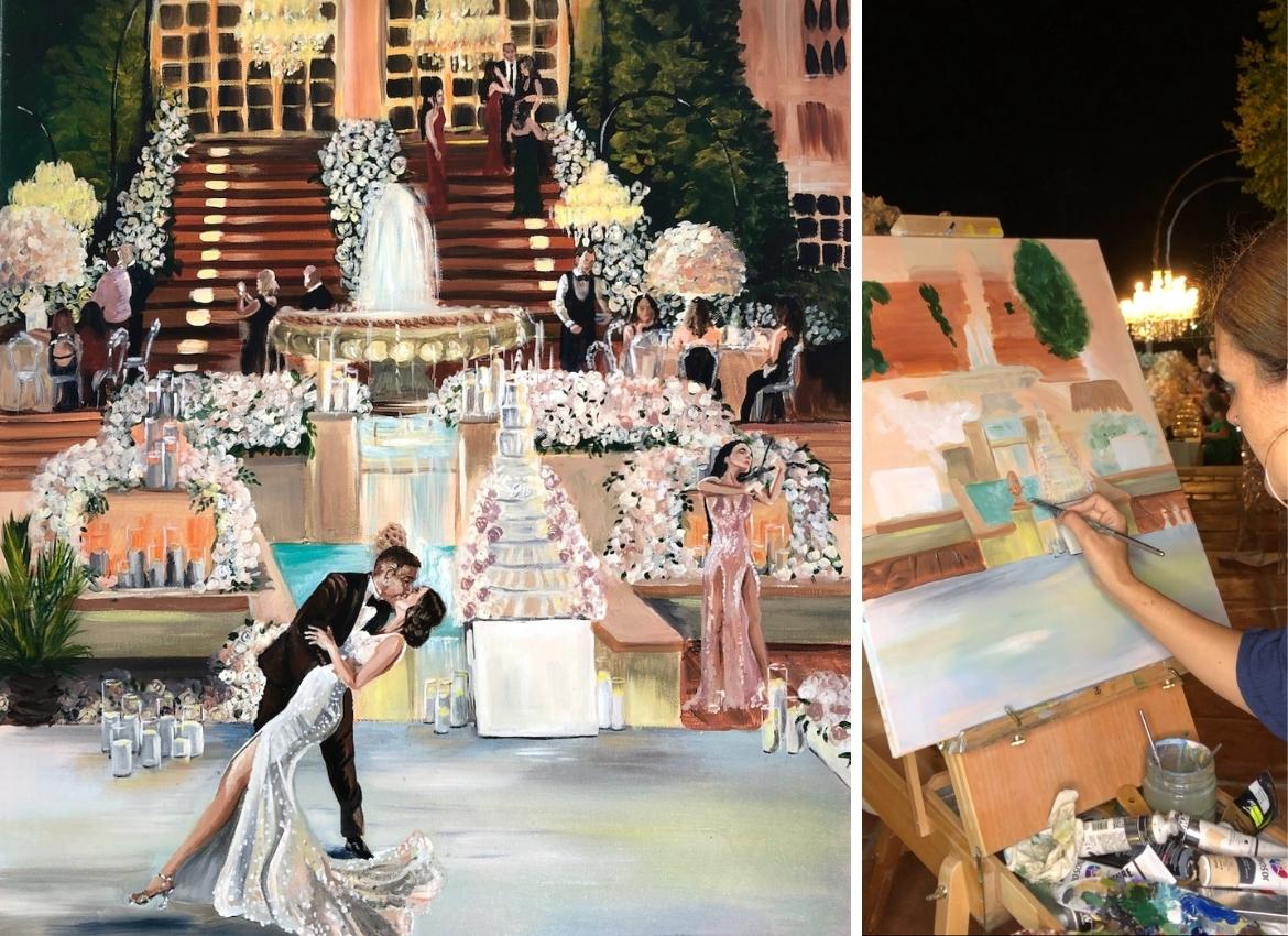 live wedding painting at the intercontinental sanctuary cove 
