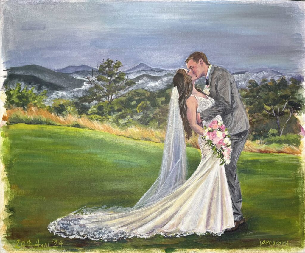 Live wedding painting Preston Peak Wines