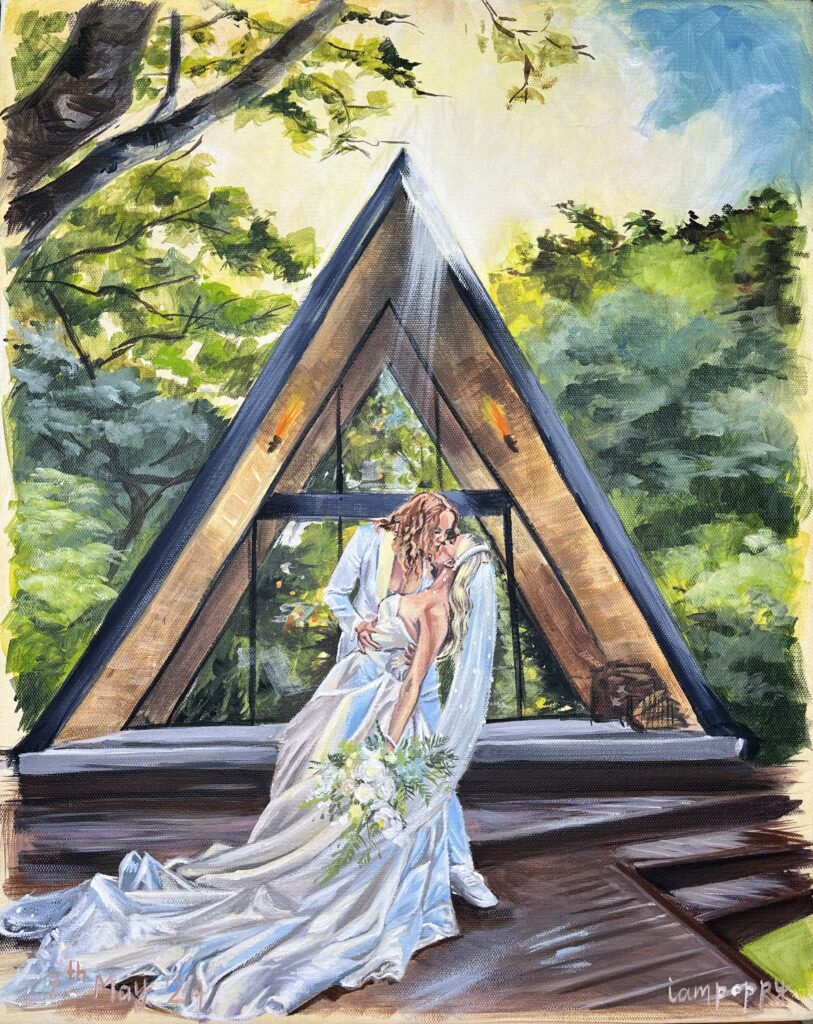 live wedding painting - triangle lodge - same sex wedding