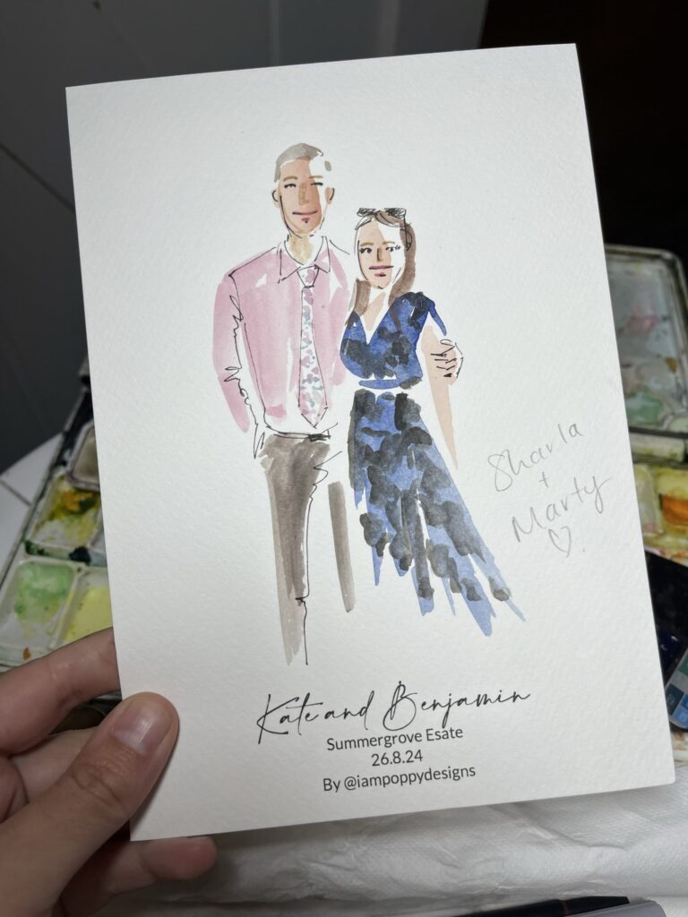 live wedding painting - guest portraits