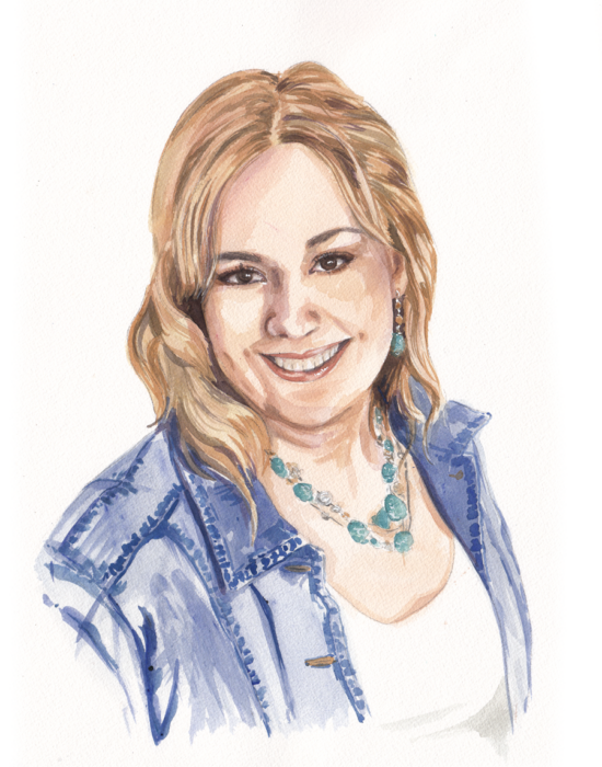 watercolour portrait of lady - iampoppy designs